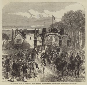 La Revue des Volontaires à Portsmouth, la 1ère Artillerie du Middlesex passant par Cosham le Vendredi Saint - Sir John Charles Robinson